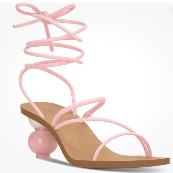 INC Womens Chedel Pink Faux Leather Square Toe Lace-Up Heels Shoes - Picture 4 of 14